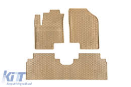 image-18-Specific rubber mats suitable for Hyundai iX20, Kia Venga 2009-2017, 3-piece set, beige color