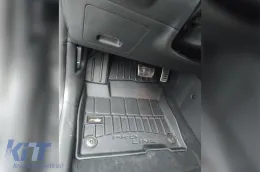 Specific rubber mats suitable for Hyundai Kona Electric 2018-2023, 3-piece set, black color, with 24-month warranty-image-6222909