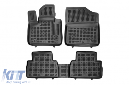 image-6-Specific rubber mats suitable for Hyundai Santa Fe Hybrid after 2020 with 5 seats, 3-piece set, black color