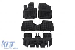 Specific rubber mats suitable for Hyundai Santa Fe Hybrid 4x4 after 2020, 7 seats, 4-piece set, black color