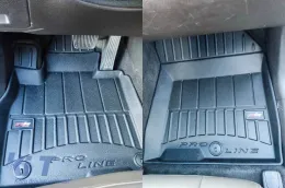 Specific rubber mats suitable for Hyundai Santa Fe after 2019, not suitable for Hybrid, 3-piece set, black color, with 24-month warranty-image-6222527