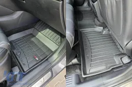 Specific rubber mats suitable for Hyundai Santa Fe after 2019, not suitable for Hybrid, 3-piece set, black color, with 24-month warranty-image-6222532