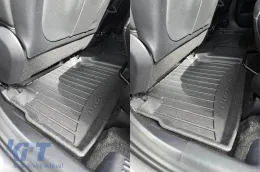 Specific rubber mats suitable for Hyundai Santa Fe after 2019, not suitable for Hybrid, 3-piece set, black color, with 24-month warranty-image-6222533