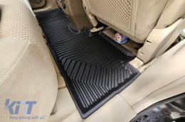 Specific rubber mats suitable for Hyundai Tucson 2004-2009, 3-piece set, black color-image-6227032