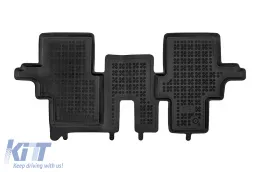 Specific rubber mats suitable for Infiniti QX60 2013-2020, 7 seats, with the third row seats, 3-piece set, black color-image-6216850