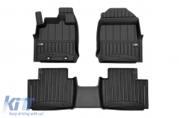 Specific rubber mats suitable for Isuzu D-max after 2019 with extended cab with 4 doors, 3-piece set, black color, with 24-month warranty-image-6223265