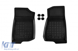 Specific rubber mats suitable for Jeep Wrangler Unlimited JL 4xe PHeV, 4 doors 2018-2021, after 2021, 4-piece set, black color-image-6216619