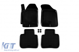 Specific rubber mats suitable for Kia Cerato, 2004-2008, 4-piece set, black color-image-6214670