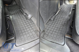 Specific rubber mats suitable for Land Rover Discovery after 2017, Range Rover Sport after 2013, 3-piece set, black color-image-6216546