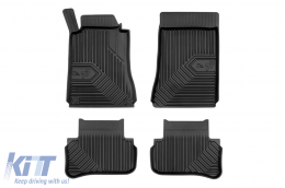 Specific rubber mats suitable for Mercedes C class W203 2000-2007, 4-piece set, black color-image-6226575