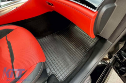 Specific rubber mats suitable for Mercedes E class W213 sedan, wagon after 2016, W213 All Terrain after 2017, CLS C257 after 2018, A Design GT coupe with 4 doors after 2019, 4-piece set, black color-image-6226070