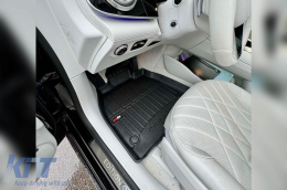 Specific rubber mats suitable for Mercedes EQS V297 sedan after 2021, 3-piece set, black color, with 24-month warranty-image-6223732