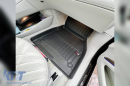 Specific rubber mats suitable for Mercedes EQS V297 sedan after 2021, 3-piece set, black color, with 24-month warranty-image-6223733
