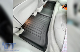 Specific rubber mats suitable for Mercedes EQS V297 sedan after 2021, 3-piece set, black color, with 24-month warranty-image-6223734