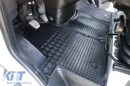 Specific rubber mats suitable for Mercedes Sprinter 907 after 2018 with 2 or 3 seats, 3-piece set, black color-image-6249776