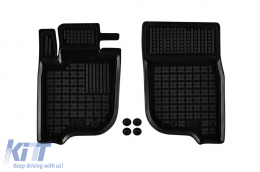 Specific rubber mats suitable for Mitsubishi L200 V after 2019, double cab, automatic transmission 4x4 AWD, 4-piece set, black color-image-6216364