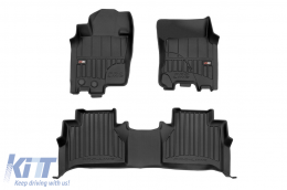 Specific rubber mats suitable for Nissan Navara IV after 2014, 4-piece set, black color, with 24-month warranty - ABFMN6017779