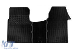 Specific rubber mats suitable for Nissan Primastar, Opel Vivaro, Renault Trafic after 2002, 3 seats, 3-piece set, black color-image-6248930