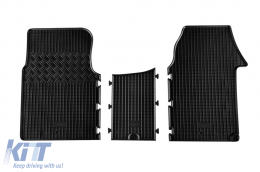 Specific rubber mats suitable for Nissan Primastar, Opel Vivaro, Renault Trafic after 2002, 3 seats, 3-piece set, black color-image-6248931