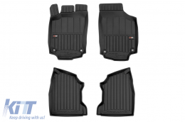 Specific rubber mats suitable for Opel Combo C 2001-2011, 4-piece set, black color, with 24-month warranty from Frogum 3D ProLine series.-image-6223002