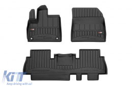 Specific rubber mats suitable for Opel Combo E, Peugeot Rifter, Citroen Berlingo after 2018, 3-piece set, black color, with 24-month warranty-image-6221892