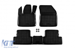 Specific rubber mats suitable for Opel Grandland X after 2017, 3-piece set, black color-image-6213889