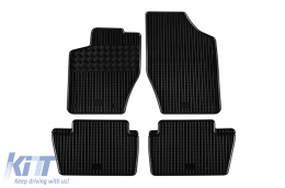 Specific rubber mats suitable for Peugeot 307 2001-2007, Citroen C4 2004-2010, 4-piece set, black color-image-6248333