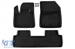 Specific rubber mats suitable for Peugeot 5008 after 2017 with 5 seats, 3-piece set, black color-image-6215035