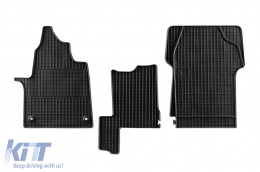 Specific rubber mats suitable for Peugeot Expert, Traveller, Citroen Jumpy, Spacetourer, Toyota Proace, Proace Verso, after 2016, Fiat Scudo after 2022, 3-piece set, black color - ABFMP6022555