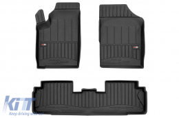 Specific rubber mats suitable for Peugeot Partner 1996-2010, 3-piece set, black color, with 24-month warranty from Frogum 3D ProLine series. - ABFMP6017645