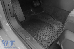 Specific rubber mats suitable for Seat Leon, Cupra Leon eTSI, Volkswagen Golf VIII eTSI hatchback, wagon, Skoda Octavia E-Tech after 2020, 4-piece set, black color-image-6250131