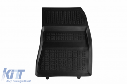 Specific rubber mats suitable for Tesla Model 3 after 2021, version with heat pump, 3-piece set, black color-image-6216829