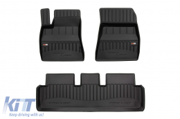 image-34-Specific rubber mats suitable for Tesla Model 3 2017-2023 from Frogum 3D ProLine series, 3-piece set, black color, with 24-month warranty