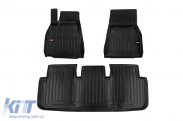 image-5-Specific rubber mats suitable for Tesla Model S Liftback after 2021, 3-piece set, black color, with 24-month warranty