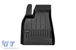 Specific rubber mats suitable for Tesla Model X after 2015 for the 6-seat version, 3-piece set, black color, with 24-month warranty-image-6221685