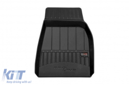 Specific rubber mats suitable for Tesla Model X after 2015 for the 6-seat version, 3-piece set, black color, with 24-month warranty-image-6221686