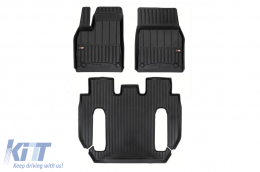 image-28-Specific rubber mats suitable for Tesla Model X after 2022, 6 seats, 3-piece set, black color, with 24-month warranty from Frogum 3D ProLine series.