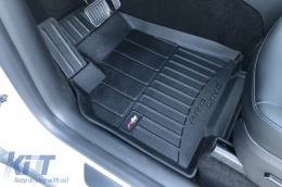 Specific rubber mats suitable for Tesla Model Y 2020-2025, 3-piece set, black color, with 24-month warranty from Frogum 3D ProLine series.-image-6223503