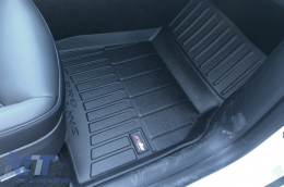 Specific rubber mats suitable for Tesla Model Y 2020-2025, 3-piece set, black color, with 24-month warranty from Frogum 3D ProLine series.-image-6223504
