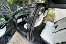 Specific rubber mats suitable for Tesla X after 2015, 4-piece set, black color-image-6229259