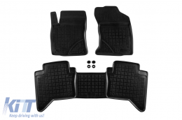 Specific rubber mats suitable for Toyota Hilux after 2015, 3-piece set, black color - ABFMT6016268
