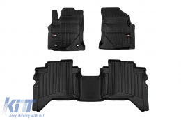 Specific rubber mats suitable for Toyota Hilux after 2015, 3-piece set, black color, with 24-month warranty - ABFMT6017949