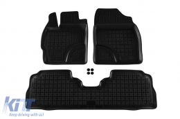 Specific rubber mats suitable for Toyota Prius+ 2012-2015, 3-piece set, black color - ABFMT6016265