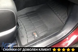 Specific rubber mats suitable for Toyota Rav4 2013-2019, 3-piece set, black color, with 24-month warranty from Frogum 3D ProLine series.-image-6222383