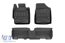 image-4-Specific rubber mats suitable for Toyota Yaris 2005-2011, 3-piece set, black color, with 24-month warranty