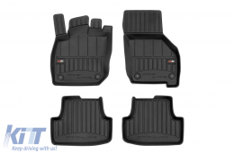Specific rubber mats suitable for Volkswagen Golf VIII Hybrid after 2020, 4-piece set, black color, with 24-month warranty-image-6222361