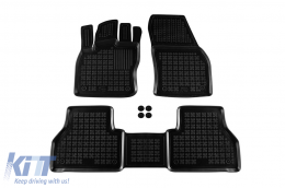 image-50-Specific rubber mats suitable for Volkswagen Caddy IV after 2021 with 5 seats, 3-piece set, black color