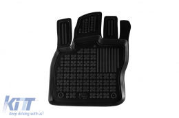 Specific rubber mats suitable for Volkswagen Caddy IV after 2021 with 5 seats, 3-piece set, black color-image-6213444