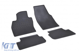 Specific rubber mats suitable for Volkswagen Polo, Seat Arona, Ibiza after 2017, Audi A1 after 2019, Volkswagen Tiago, Skoda Fabia after 2021, 4-piece set, black color - ABFMV6023686