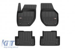 Specific rubber mats suitable for Volvo V40 2012-2019, 4-piece set, black color, with 24-month warranty from Frogum 3D ProLine series. - ABFMV6017634